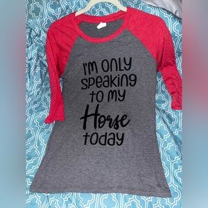 Red and Gray Graphic Raglan Tee
